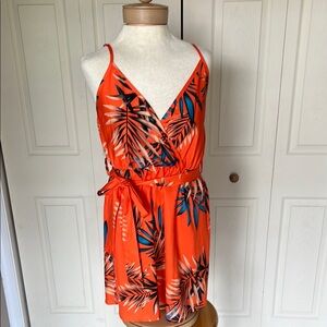 SHEIN Orange and Blue Tropical Dress
